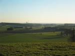 Aussicht vom Höxberg, im Hintergrund ist das Kraftwerk Westfalen in Hamm-Uentrop zu sehen