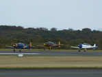 3 North American T6 (D-FAME, D-FUKK, N7646S) beim Start