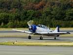 North American SNJ-4 T6 Texan, Kennung D-FUKK, Erstflug 1935, in Lizenz bis Ende der 1950er Jahre gebaut, bei der Landung.